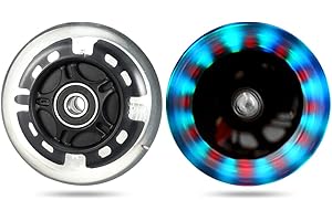 KUTRICK 4 Pack Light Up Inline Skate Wheels 64mm 72mm 76mm 80mm Inline Wheels with ABEC-9 Bearing for inline Skate Wheels - Kick Scooter 80mm Rear Wheels Replacement