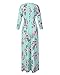 GAMISOTE Women's Spring Fashion Printed Long Dress Three Quarter Sleeve Empire Flower Floor-length Dress (Large, Army Green)