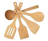 AKcook 5-Piece Cooking Tools Set, Wood Kitchen Utensils, Turner Spatula Ladle