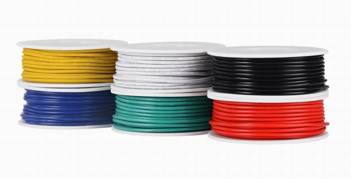 TUOFENG 26 awg Wire Solid Core Hookup Wire -6 Different Colored Jumper Wires 33ft or 10m Each, 26 Gauge Tinned Copper Wire PVC (OD: 1.25mm) Hook up Wires Kit — image 1