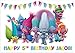 Trolls Birthday Banner Personalized Party Decoration Backdrop