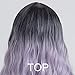YUNKAI Light Purple 3 Tones Ombre Hair Wig For Black Women Dark Roots Natural Wavy Purple Wig With Parting Colorful Cosplay Costumes Curly Wigs Long Wigs 26inches