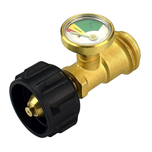 WisMilty Propane Tank Gauge Level Indicator Leak Detector Gas Pressure Meter Universal for RV Camper, Cylinder, BBQ Gas Grill, Heater and More Appliances-Type 1 Connection