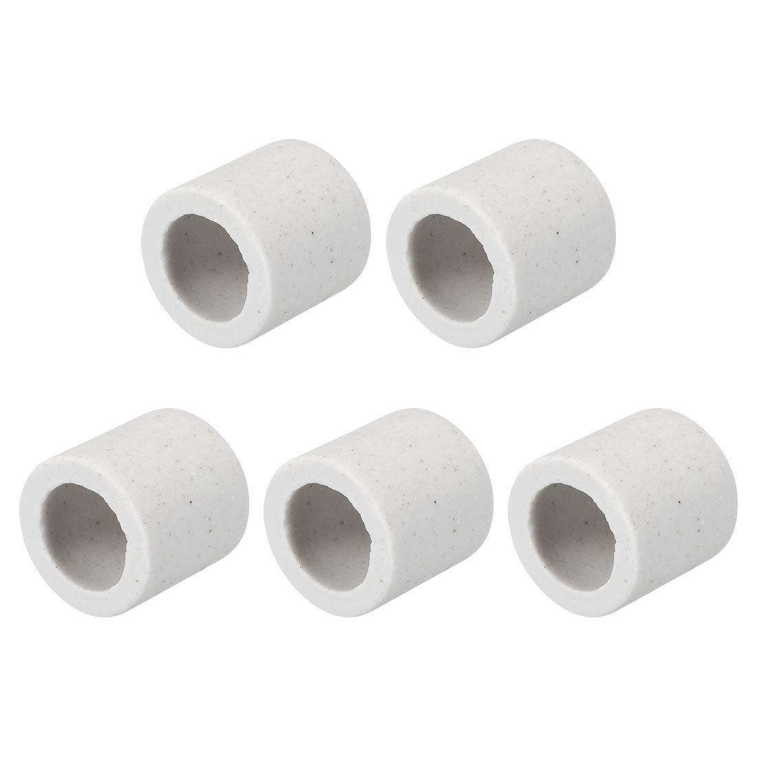 sourcing map 10mm Dia Ceramic Insulation Tube Single Bore Alumina Porcelain High Temperature Insulator Pipe for Heating Element 5 Pcs