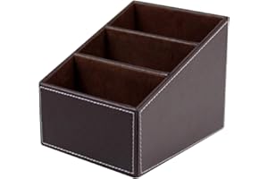 Multi-Function PU Leather Remote Control/Controller TV Guide/Mail/CD Organizer/Caddy/Holder-Brown