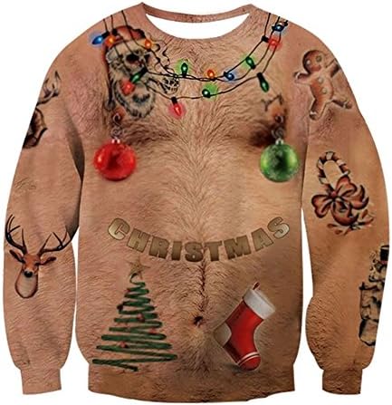 Chest Hair Print Funny Ugly Christmas Outerwear Sweatshirts Clothing Hoodie Pullover
