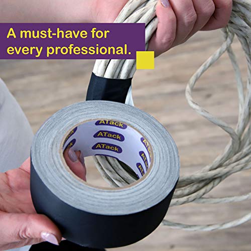 ATack Gaffer Tape Pro, Black, 2-Inches X 30 Yards- Premium Grade and Easy Tear Matte Black Gaff Main Stage Tape for Photographers, Interior Designers and Professionals