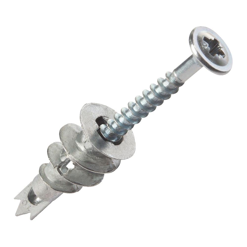 KafTon Heavy Duty Metal Self-Drill Plasterboard Fixings, Zinc Self Drilling Drywall Anchors Raw Plugs Cavity Wall Hollow Wall Anchors with 25 Pcs Plasterboard Screws for Professional and Home