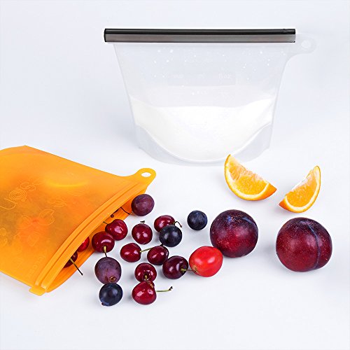 Silicone Food Bag Reusable Storage Preservation Bags Versatile Cooking Bag for Refrigerator Freeze Steamer Microwave Storing Fruits Vegetables Meat Milk (4 Packs) - Thumbnail 3