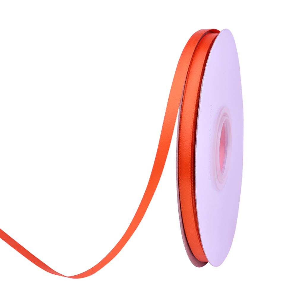 Ribest 1/4 inch Torrid Orange Double Face Satin Ribbon 50 Yards Per Roll for Bouquet Gift Wrapping Hair Wedding