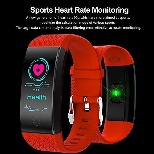 Lisin Smartwacth QW18 Smart Watch Sports Fitness Activity Heart Rate Tracker Blood Pressure Watch (Red) - Thumbnail 4