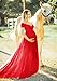 Saslax Maternity Half Circle Off Shoulder Short Sleeves Gown Maxi Bridesmaid Dress for Photos Shoot Red L