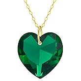 SISGEM 14K Gold Heart Gemstone Birthstone Necklace for Women Solid Gold Love Heart Birthstone Pendant Necklace Annversary Birthday Jewelry Gift for He Mom Wife Mother's Day