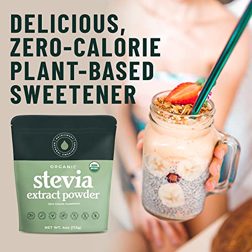 Organic 100 Pure Stevia Powder, 4 oz, Satisfies Sweet Cravings, Lowers
