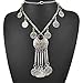 Zhenhui Ethnic Tribal Boho Beads Coin Fringe Necklace Long Belly Dance Bohemian Jewelry (Black)