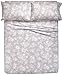 Amazon Brand – Pinzon Cotton Flannel Bed Sheet Set - Queen, Floral Grey