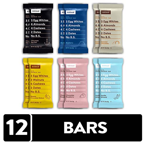 RXBAR Protein Bar, Variety Pack, 6 Flavors, 1.83 Ounce 12 Count (Pack