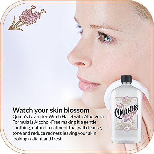 Quinns Alcohol-Free Witch Hazel 16oz - Lavender & Aloe Vera Natural Toner for Face & Skin