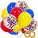Paw Party Balloons 40 Pack, 12 Inch Red Yellow Royal Blue Latex Balloons with Confetti Balloon for Baby Shower Birthday Party Supplies Paw Party Decorations