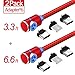 Streamer Magnetic Absorption Cable, Compatible with Mirco USB, Type C Smartphone and iProduct Device (3Pack，3.3 ft Red / 3.3 ft Green / 5 ftBlue)