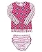 RuffleButts Berry Striped Polka Long Sleeve Rash Guard Bikini - 18-24m