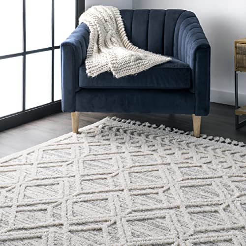 nuLOOM Ansley Moroccan Lattice Tassel Area Rug, 10' x 14', Beige Pricepulse