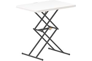 FanttikOutdoor Folding Table, One-Handed Height Adjustment, 3 Heights, Multi-Functional Small Folding Table 28 inch, TV Tray, Portable Dinner Table, No Assembly, 1 Pack, White Zeta X1 Pro