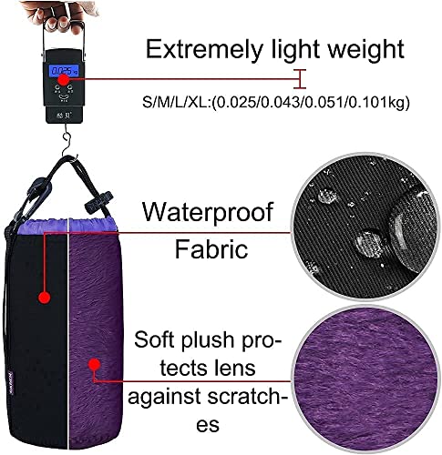 Cwatcun 4 Pack Lens Pouch Set, Camera Lens Case Bag with Thick Protective Neoprene, for Canon Nikon Sony Pentax Olympus Panasonic Fuji Sigma DSLR SLR Camera Lens (Size Small, Medium, Large, X Large)