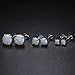 Opal Stud Earrings Set,925 Sterling Silver 3/5/7mm Round Opal Stud Earrings Plated With 18K White Gold Pack of 3
