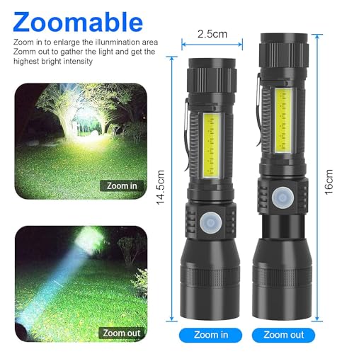 TERRIFI Scorpion Flashlight with Magnet - 3-in-1 Tactical UV 395nm Blacklight, Redlight, and Side Work Light, 1200 Lumen, Zoomable, 7 Modes, IPX6 Waterproof LED Torch, Ideal for Camping