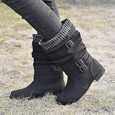 low calf buckle boots