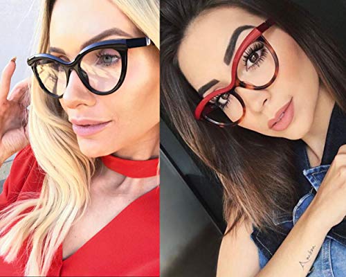 Allt Vintage Cat Eye Optical Eyewear Half Tinted Frame Mod Eyeglasses with Clear Lenses for Women (Black) - Thumbnail 3