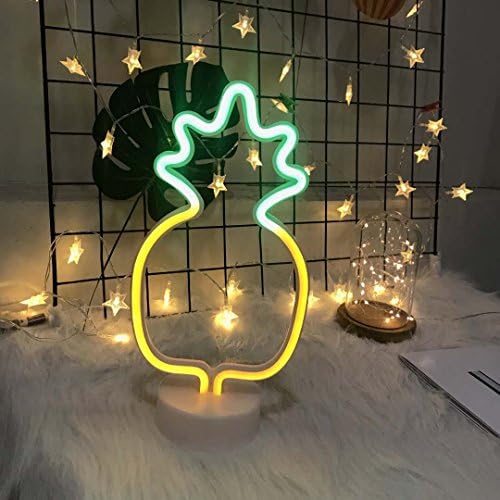 Neon Signs LED Decor Night Light Wall Decor for Christmas Decoration Birthday Party Home LED Decorative Lights Wedding Event Banquet Party Decor, Battery Power (Pineapple with Holder)