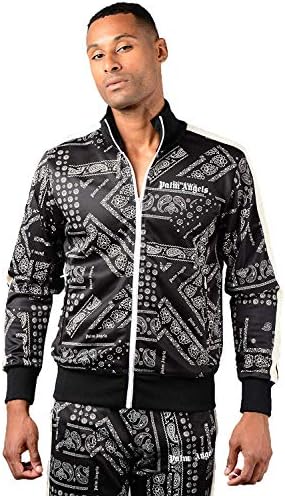 Palm Angels Mens Bandanna Track Top in Black