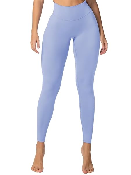SUNZEL SUNZFLY INVISIBLE BUTT SCRUNCH WORKOUT LEGGINGS FOR WOMEN, BUTT LIFTING HIGH WAISTED GYM YOGA PANTS WITH TUMMY CONTROL 25″ LIGHT BLUE LARGE