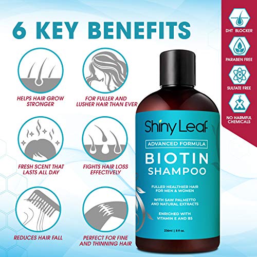 Biotin Shampoo for Hair Loss Treatment for Men and Women, with Advanced Formula Hair Growth Solution, For Thicker and Healthier Hair, Paraben Free, Sulfate Free, 8 oz. (236 ml) Bottle - Thumbnail 2