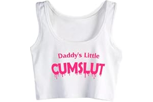 Humor Fun Flirty Daddy's Little Cumslut Print Tank Top Print Yoga Sport Workout Crop Top Gym Tops