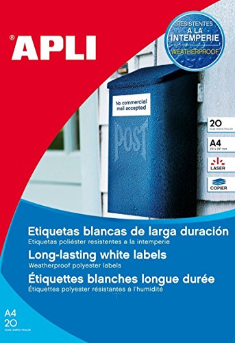 Agipa 15087 Etichette impermeabili, 99,1 X 67,7 mm, bianco