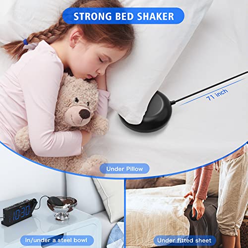 Mesqool Projection Alarm Clock, Loud Vibrating Alarm Clock for Heavy