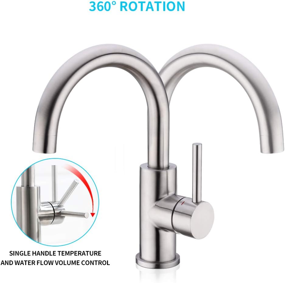 CREA Kitchen Single Handle Mixer Tap,Kitchen Sink Tap, Basin Taps with 360° Swivel Spout - Image 3