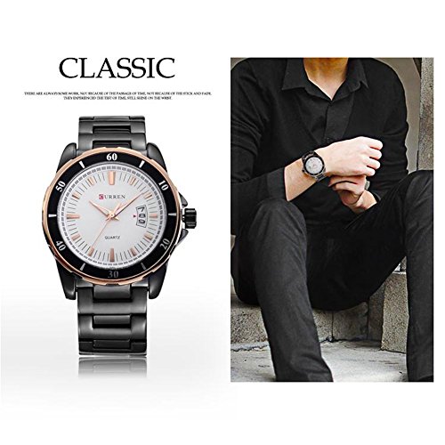 Curren los Hombres Relojes Top Marca Full Acero Auto Fecha Cuarzo Reloj Blanco 8018 - Imagen 4