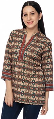 Ria Fashions Indian Kurta Kurti Womens Polyester French Crepe Blouse Tunic Top