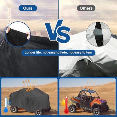 ATV Cover Universal Beach Car Cover 210D Outdoor Motorcycle Cover Waterproof Dustproof Heat Resistant Sun UV Cover 4 Wheeler Quad Bike Scooter Storage Vehicle Cover for Polaris Yamaha, 210*120*115cm