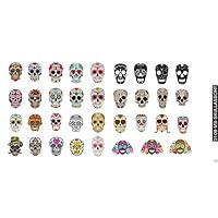 Sugar Skull Nail Decals Assortment #1 Water Slide Nail Art Decals- Salon Quality!