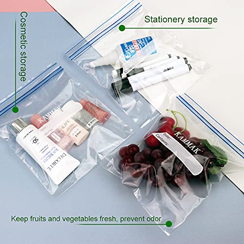 KAMMAK Quart Bags, Food Storage Bags, Reusable Ziplock Bags, Grip, Open