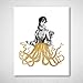 Gold Foil Art Print - Victorian Octopus Lady With Gold Foil Tentacles 8x10 inches
