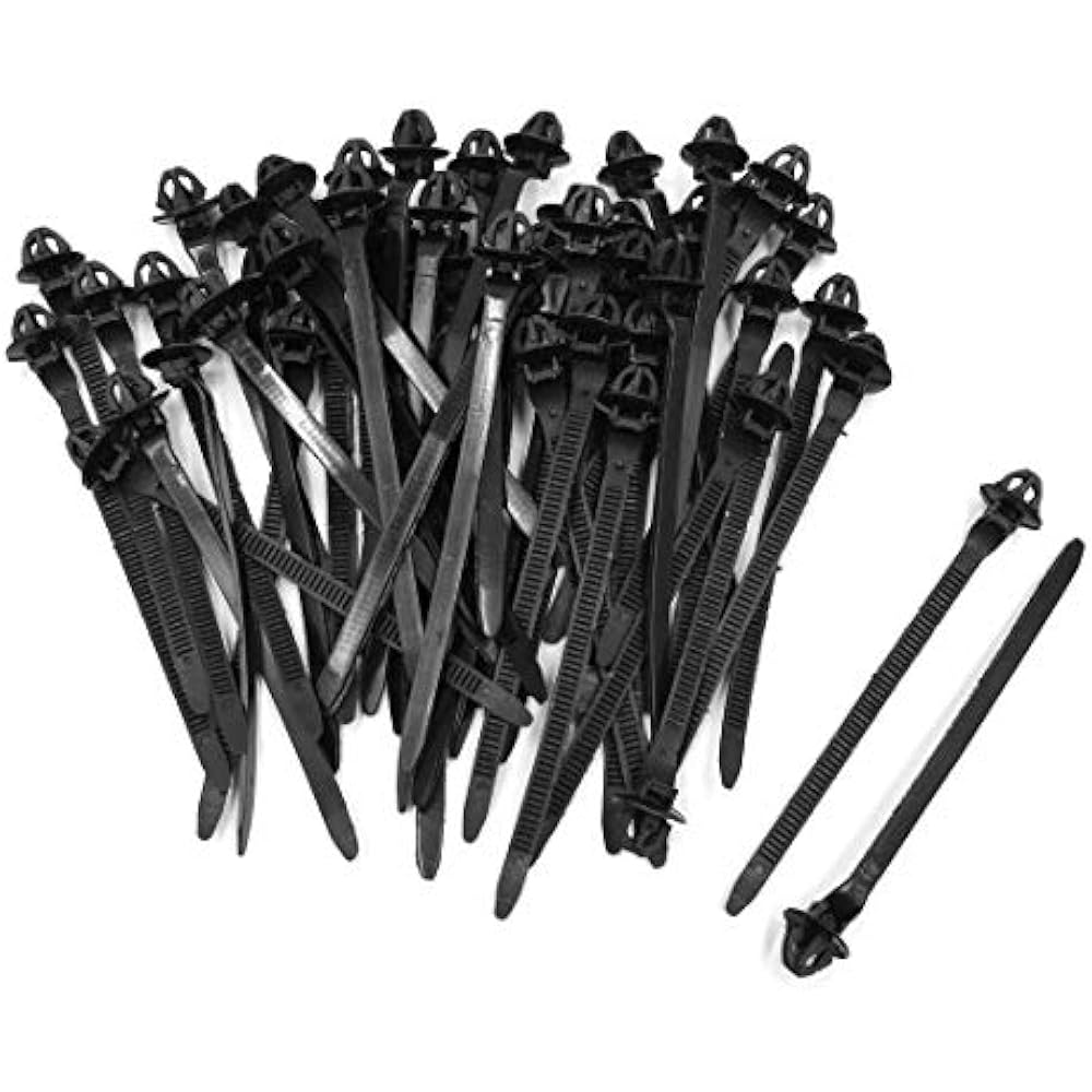 4.7Inch Push Mount Car Cable Zip Ties Nylon Wraps Black 50 Pcs