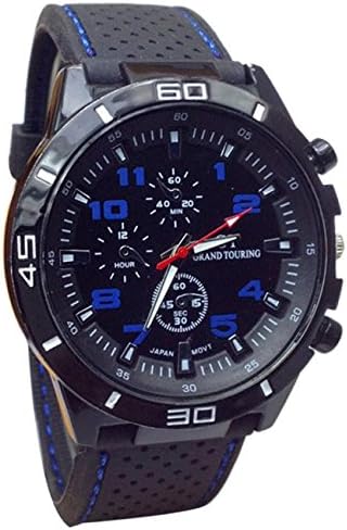 Clearance! Fashion Men's Military Watches Sport Wristwatch Silicone Rubber Band Quartz Analog Watches (Blue)