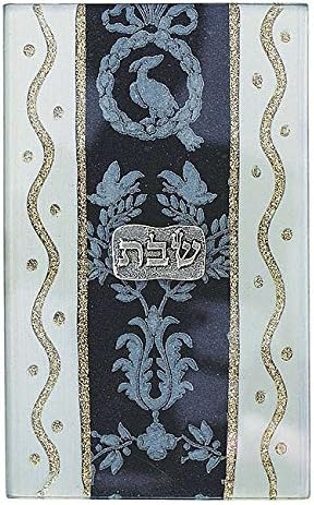 Lily Art Glass Appliquéd Large Matchbox Holder in Blue with Match Box