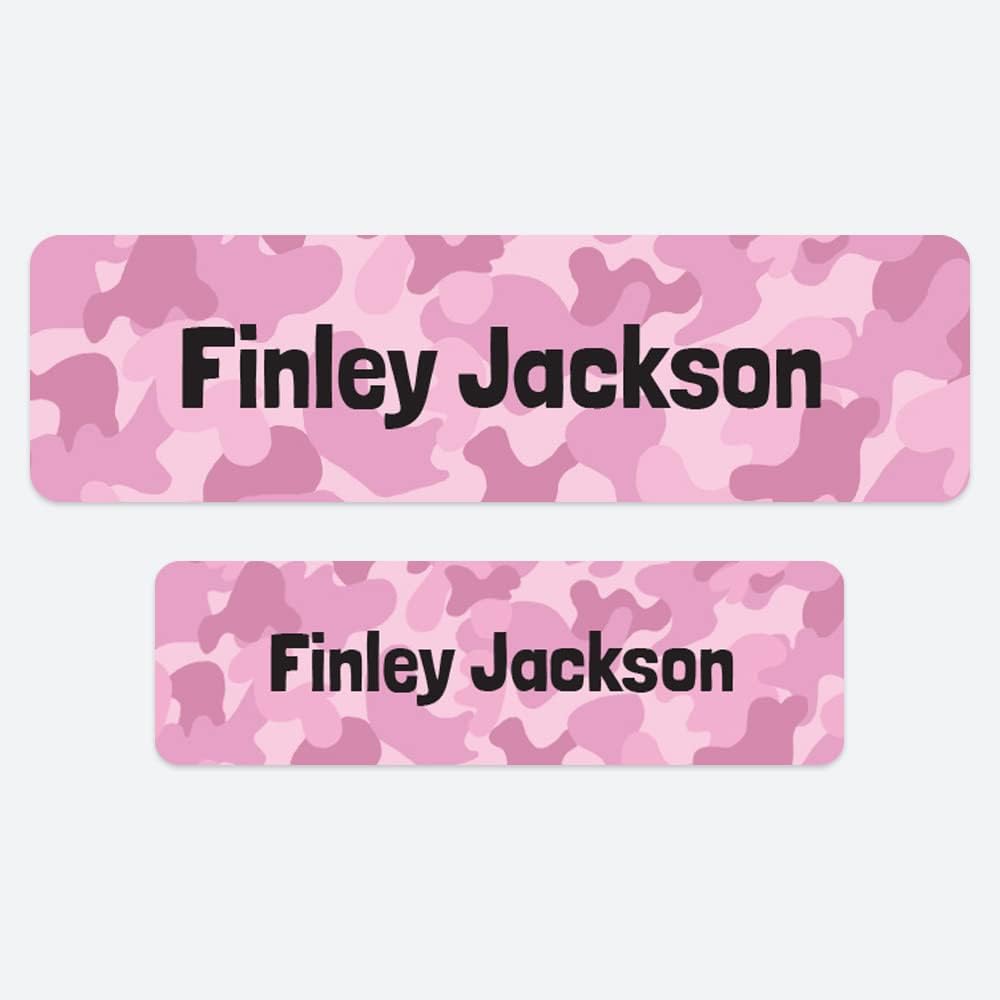 Dotty about Paper 50 Personalised No Iron Washable Name Labels Camouflage Pink